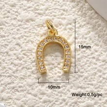 Delicado collar con colgante en forma de herradura de circonita, accesorios de joyería DIY para mujeres, colgante de cobre chapado en oro con circonita colorida, pulsera de , regalo para novia, amiga
