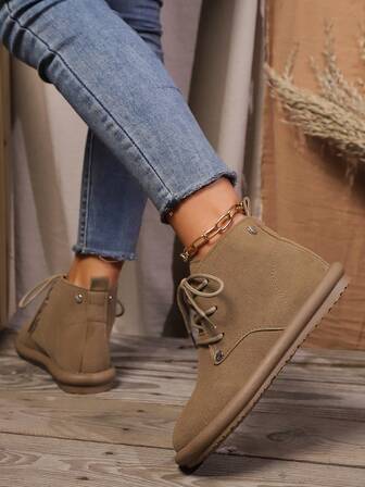 Women's Retro Thick Sole Combat Boots, Mid-Calf Motorcycle Work Boots, Round Toe Autumn Winter Ankle Boots, Brown Fall Shoes,Boots For Women