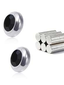 1 par de pendientes para hombres sin perforación, pendientes magnéticos sin perforación, joyería - geometría - Ver 5