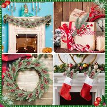 34pcs Artificial Pine Branches And Red Berry Stems, With Snowflakes, For Wreath, Tree Decorations, DIY Crafts And Home Garden Decor, Valentine Day, Gift Home Decor Christmas Decorations Room Decor Christmas - Multicolor - View 12