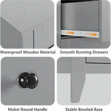 5 Chest Of Drawer Dresser, Modern Tall Nightstand With Deep Drawers And Nickel Round Handle, Wood Organizer Storage Cabinet For Bedroom, Living Room, Hallway - 灰色 - 查看 5