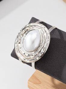 1 件/套 2025 新款欧美夸张个性金属网菱形仿珍珠戒指耳环手链项链套装，小众高端优雅百搭珠宝套装，适合女士、派对和日常佩戴，礼物 - 首飾套裝 - 查看 19