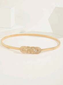 1 件时尚弹力金色腰带，双环优雅金属连衣裙配饰万圣节夏季、学校秋季、秋季、万圣节 - 金色 - 查看 2