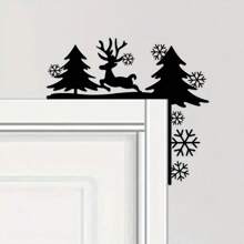 1PC Festive Christmas Creative Silhouette Decorative Wall Stickers, Charming Door Corner Ornament, Delightful Door Frame Corner Decoration, Exquisite Iron Art, Appealing Wall Decoration,Home Decor ,Room Decor,Wall Decor Christmas Decorations