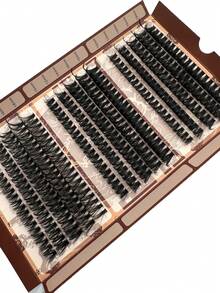 15 Rows CC/DD Curl 300 Clusters 60+70+80D Individual Lashes 10-18mm Mixed Length Fluffy Style Individual Pre-Fanned Lashes 0.05/0.07 Eyelash Extension Wispy DIY Beginner Lash Extension Segmented Faux Mink Lashes - Black - View 5