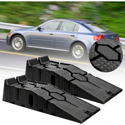 2Pcs Car Ramps Heavy Duty - 5000KG Capacity, Polypropylene Plastic Loading Access Ramps, Lift Low Profile Vehicles