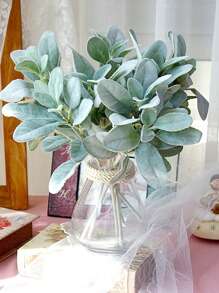 قطعة واحدة من سيقان أذن الخروف الصناعية المخملية، نبات اصطناعي مزيف، أوراق أذن الأرنب المزيفة للزينة المنزلية والزفاف وأعمال الحرف اليدوية وترتيبات الزهور الاصطناعية والنباتات المزيفة وديكور الخريف والغرفة والمكتب والحديقة وهدايا عيد الميلاد والتخرج - متعدد الألوان - مشاهدة 2