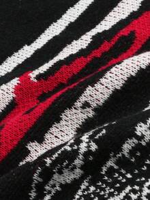 New Arrival Women's Casual Chic Daily Y2K Style Portrait Graphic Round Neck Colorblock Pullover Sweater,Long Sleeve Tops - Black - View 6