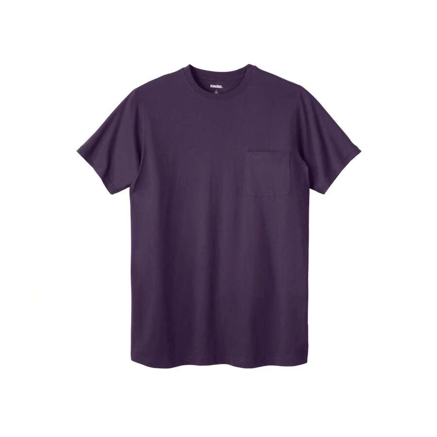 KingSize Men's Big & Tall Shrink-Less Lightweight Pocket Crewneck T-Shirt - 黑莓 - 查看 1