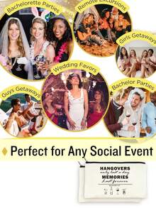 1 个可重复使用的帆布拉链袋生日单身派对礼物婚礼宿醉工具包袋粗麻布袋应急包装袋礼品袋礼品袋经典恢复工具包袋口红、刷子、护肤品、手机、硬币、小物品的生存袋，适用于家庭、礼物、度假和节日万圣节圣诞节多功能用途 - 彩色 - 查看 8