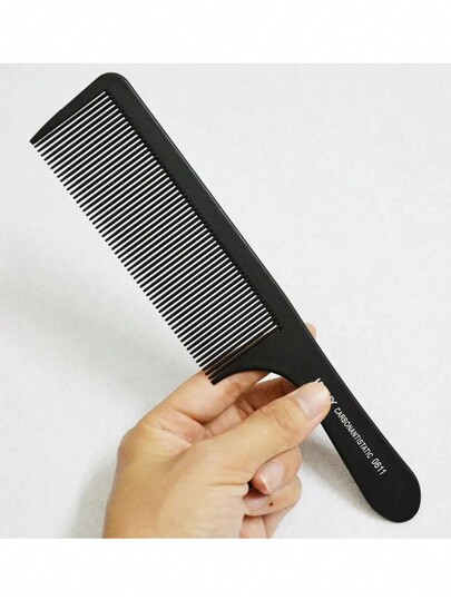 1pc Black Flat Top Hair Cutting Comb, Heat-Resistant Hair Cutting Tool, Anti-Static Hair Salon Comb For Hairdressers