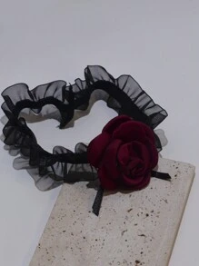 1 件时尚性感黑色蕾丝哥特式浪漫婚礼新娘伴娘红玫瑰吸血鬼服装腿吊袜带大腿链身体首饰万圣节情人节