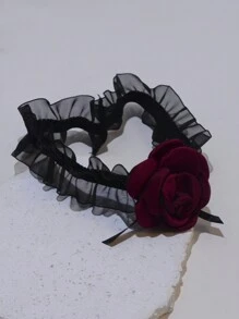 1 件时尚性感黑色蕾丝哥特式浪漫婚礼新娘伴娘红玫瑰吸血鬼服装腿吊袜带大腿链身体首饰万圣节情人节