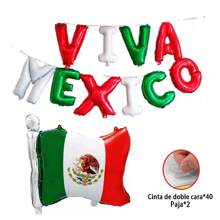 32cm+50cm Letrero Globo Viva Mexico Con Bandera De México Globo Película Aluminio Con Bandera De México 15 Septiembre Sala de estar decorada con globos desfile de globos Fiesta temática mexicana - A - Ver 6