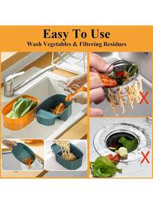 1pc Sink Drain Strainer Basket - Kitchen Hanging Sink Drain Basket For Wash Vegetables Fruits And Filter Kitchen Food Scraps Catcher - Multicolor - View 6
