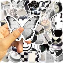 50 张黑色美学贴纸包 | 乙烯基美学贴纸适用于剪贴簿、日记本、笔记本电脑、保险杠、滑板、水瓶、电脑、手机、卡通、安全帽、汽车贴纸、学校用品、返校 - 彩色 - 查看 5