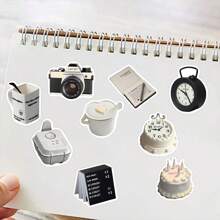 50 张黑色美学贴纸包 | 乙烯基美学贴纸适用于剪贴簿、日记本、笔记本电脑、保险杠、滑板、水瓶、电脑、手机、卡通、安全帽、汽车贴纸、学校用品、返校 - 彩色 - 查看 9