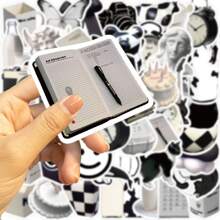 50 张黑色美学贴纸包 | 乙烯基美学贴纸适用于剪贴簿、日记本、笔记本电脑、保险杠、滑板、水瓶、电脑、手机、卡通、安全帽、汽车贴纸、学校用品、返校 - 彩色 - 查看 4