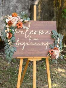 2 Packs Deluxe Artificial Rose Garland Decoration Kits With Ties & Clips- Plastic Rose Flowers For Wedding Arch & Welcome Sign Decor - Perfect For Thanksgiving Events, Valentine Day, Gift Gifts Birthday Graduation