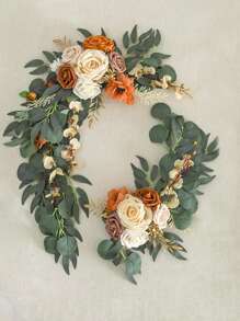 2 Packs Deluxe Artificial Rose Garland Decoration Kits With Ties & Clips- Plastic Rose Flowers For Wedding Arch & Welcome Sign Decor - Perfect For Thanksgiving Events, Valentine Day, Gift Gifts Birthday Graduation
