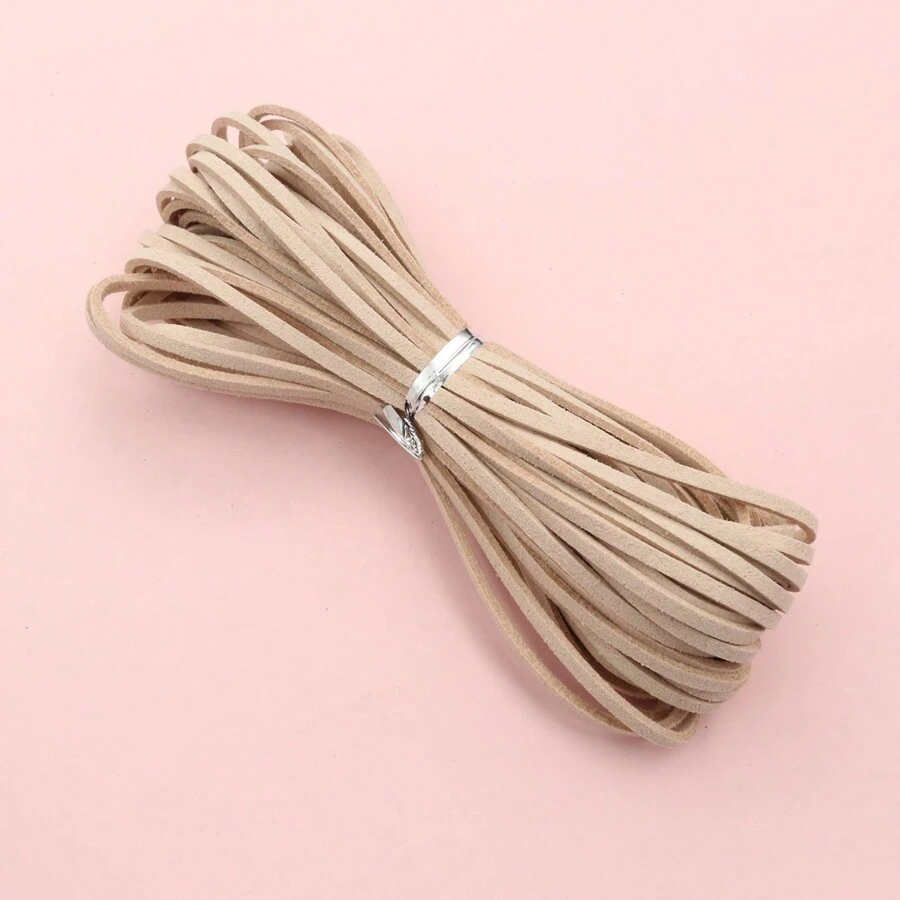 5 Meters 2.5mm Flat Faux Suede Braided Cord Velvet Leather Thread String Rope For DIY Necklace Jewelry Making Supplies - Khaki - View 1
