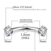 1/3 piezas de joyas de perforación para piercings corporales de acero inoxidable hipoalergénico con gemas de circonita cúbica (3MM) - uña labial, cartílago, concha, trago, pendientes para mujer y hombre en calibre 16G, 6mm, 8mm, 10mm
