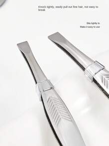 Stainless Steel Eyebrow Tweezers - Straight & Angled Brow Tweezers, Grooming Tool For Men & Women, Facial Hair Removal, Nose Hair, Armpit Hair - Multicolor - View 9
