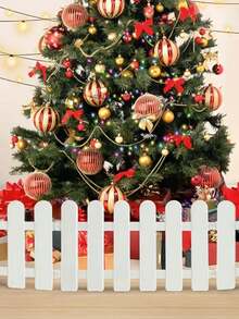 1pc hàng rào trang trí cây thông Noel bằng nhựa màu trắng, bền và dễ sử dụng cho trang trí nhà và vườn ngày lễ - trắng - Xem 1