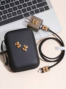 Kreative Cartoon Kabel Aufwickler Schutz, stoßfeste EVA Bären Form Kabel Organizer Tasche kompatibel mit Apple 20W Schnellladekabel Kabelorganizer