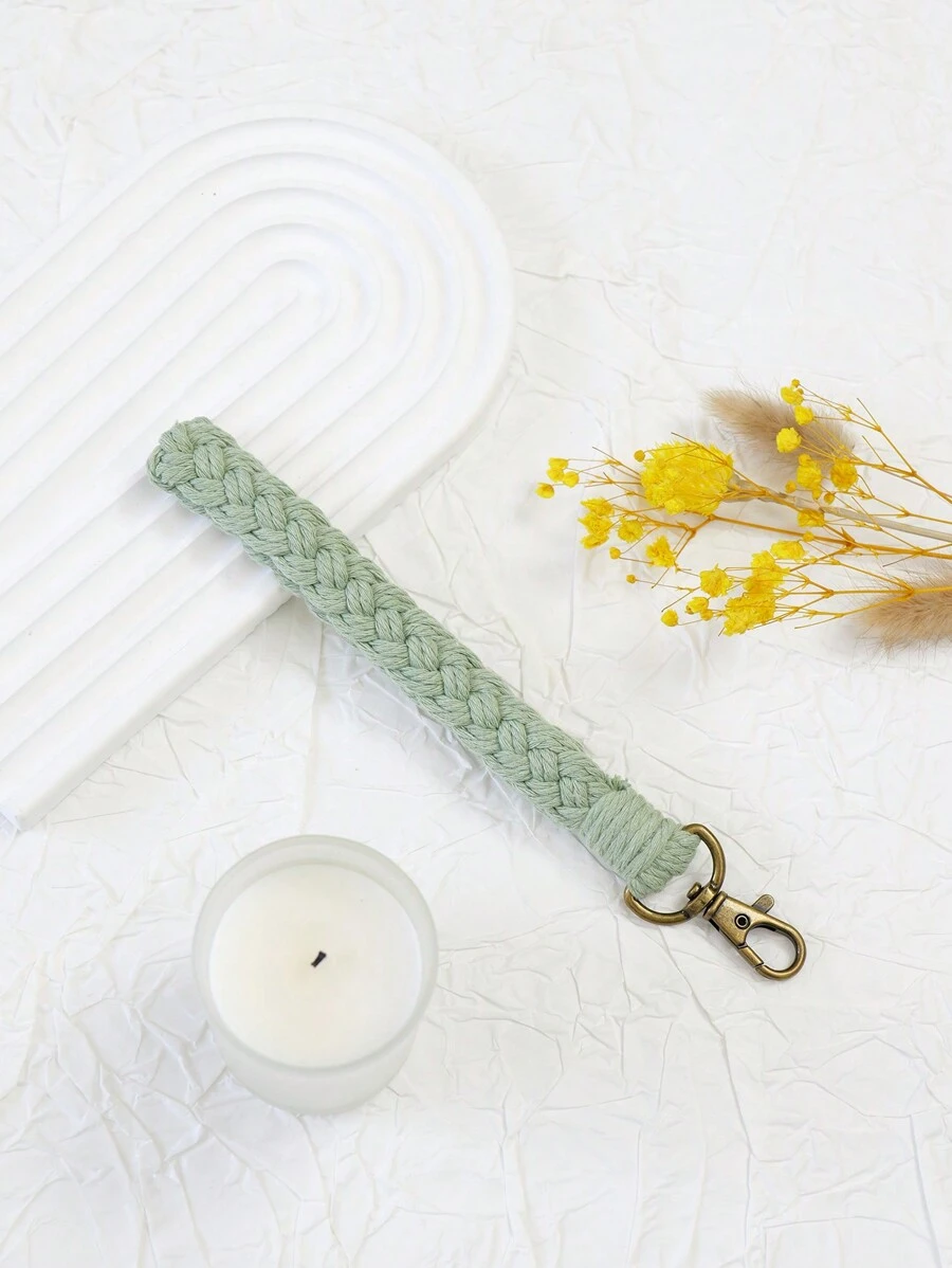 素色編織繩吊墜鑰匙圈 - 薄荷綠 - 查看 1
