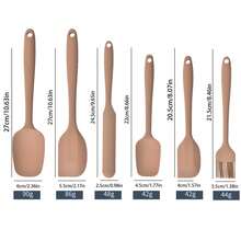 Bộ 6 dụng cụ nhà bếp bằng silicon màu trơn/hỗn hợp - Dụng cụ làm bánh Macaron đi kèm thìa lớn/nhỏ, dụng cụ nạo, cọ, hoàn hảo để nấu và nướng bánh, kem, nước sốt phô mai - Quà tặng Giáng sinh màu kaki - kaki - Xem 3