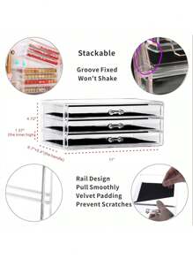 1 pieza Organizador de cajón de escritorio transparente para lápices labiales/brillos de labios, caja de almacenamiento de maquillaje a prueba de agua y polvo, para vacaciones en la playa, colección de baño, colección de dormitorio, gran capacidad