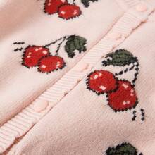 WUHUANG YIYI 男女通用幼儿粉色樱桃刺绣长袖开衫 - 粉色 - 查看 4