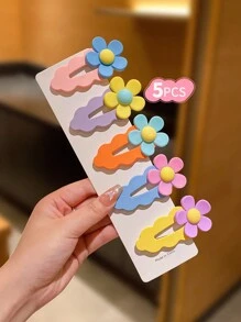 2/4/5/6/10/20/25 Stück bunte hübsche Blumen Haarclips & Scrunchies