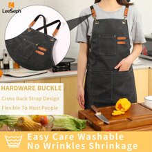 1pc Chef Apron For Women Men, Canvas Cross Back Work Apron With Adjustable Strap And Large Pockets Apron, Kitchen Cooking Baking Grill BBQ Apron, For Home, Kitchen, Restaurant, Salon, Cosmetology, Coffee Shop, Flower Shop, Bar, Bistro, Farmhouse, Garden