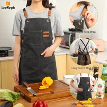 1pc Chef Apron For Women Men, Canvas Cross Back Work Apron With Adjustable Strap And Large Pockets Apron, Kitchen Cooking Baking Grill BBQ Apron, For Home, Kitchen, Restaurant, Salon, Cosmetology, Coffee Shop, Flower Shop, Bar, Bistro, Farmhouse, Garden