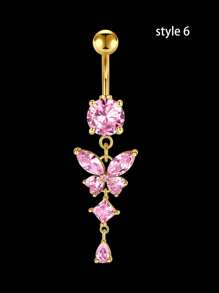 1 chiếc khuyên rốn bằng thép không gỉ đính đá Zirconia 14G, khuyên rốn hình trái tim và bướm đính đá Zirconia 14G ít gây dị ứng, trang sức Giáng sinh và Halloween cho nữ và bé gái. - Nhiều màu - Xem 16