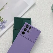 适用于三星 Galaxy S24 Ultra 手机镜头保护手机壳，镜头横推窗手机壳，纯色皮肤手机壳，糖果色防摔手机壳适用于万圣节、圣诞节、生日、新年礼物，送给朋友的礼物 - 墨綠色 - 查看 9