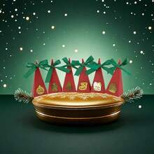 1pack 36pcs Gold Triangle Shape Christmas Candy Box Set - Perfect For Wedding And Holiday Party, Jewelry Gift Box Christmas Decorations Christmas Decor Christmas Gifts Christmas Party Supplies Christmas Gift Bags Christmas Bags Christmas Stickers - Multicolor - View 8