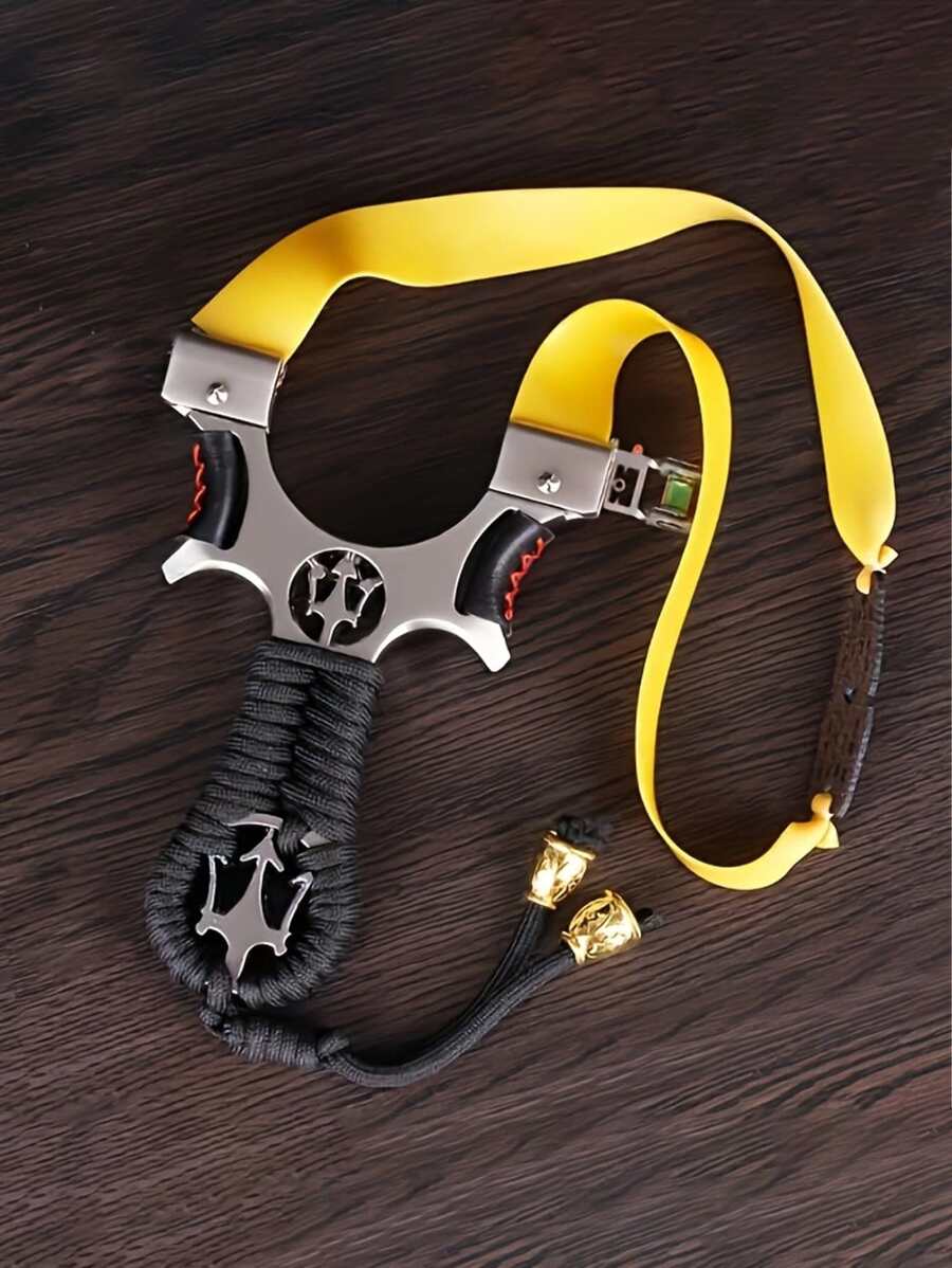 1pc Professional Slingshot With Handle For Outdoor Hunting & Shooting Practice, Random Rubber Color, Self-Assembly Required - Multicolor - View 1