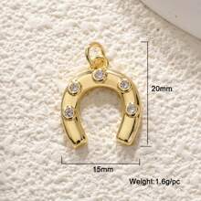 Delicado collar con colgante en forma de herradura de circonita, accesorios de joyería DIY para mujeres, colgante de cobre chapado en oro con circonita colorida, pulsera de , regalo para novia, amiga