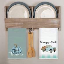 منشفة يد مخصصة للخريف 2قطعة، منشفة غسيل أطباق مطبخ مخصصة للخريف، منشفة يد للحمام، ديكورات مطبخ وحمام للخريف وعيد الشكر، هدايا  وهالوين - متعدد الألوان - مشاهدة 3