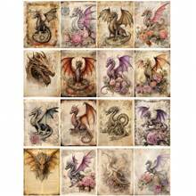 16 piezas Pegatinas de dragón de papel vintage multicolor de 4cm para scrapbooking - Multicolor - Ver 5