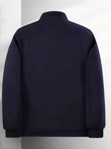 Chaqueta informal de manga larga con cremallera de unicolor para hombre