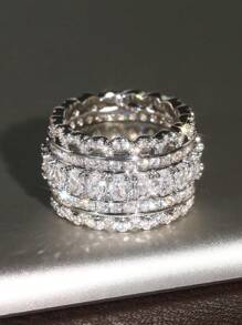 1 chiếc nhẫn đá Cubic Zirconia cổ điển, kiểu dáng nữ, thích hợp cho đám cưới, lễ đính hôn, kỷ niệm, tiệc tùng và các dịp khác, cũng có thể dùng làm nhẫn hoặc quà tặng ngày Valentine. - 5 # - Xem 2