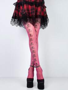 1 chiếc tất Halloween in họa tiết tối màu phong cách Gothic dành cho nữ - Nhiều màu - Xem 3