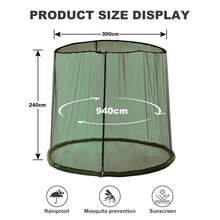 13FT Patio Umbrella Mosquito Net Canopy – Double Zipper Adjustable Bug Screen With Solid Lead, Breathable Polyester Mesh For Outdoor Living, Garden, And Patio Umbrella Protection (Mosquito Net Only) - Army Green - View 2