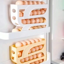 1pc Egg Storage Box, 3-Tier Automatic Rolling Egg Rack, Large Capacity Dedicated Egg Storage Box For Fridge, Cabinet, Shelf And Counter, Kitchen Organization And Storage, Kitchen Accessory