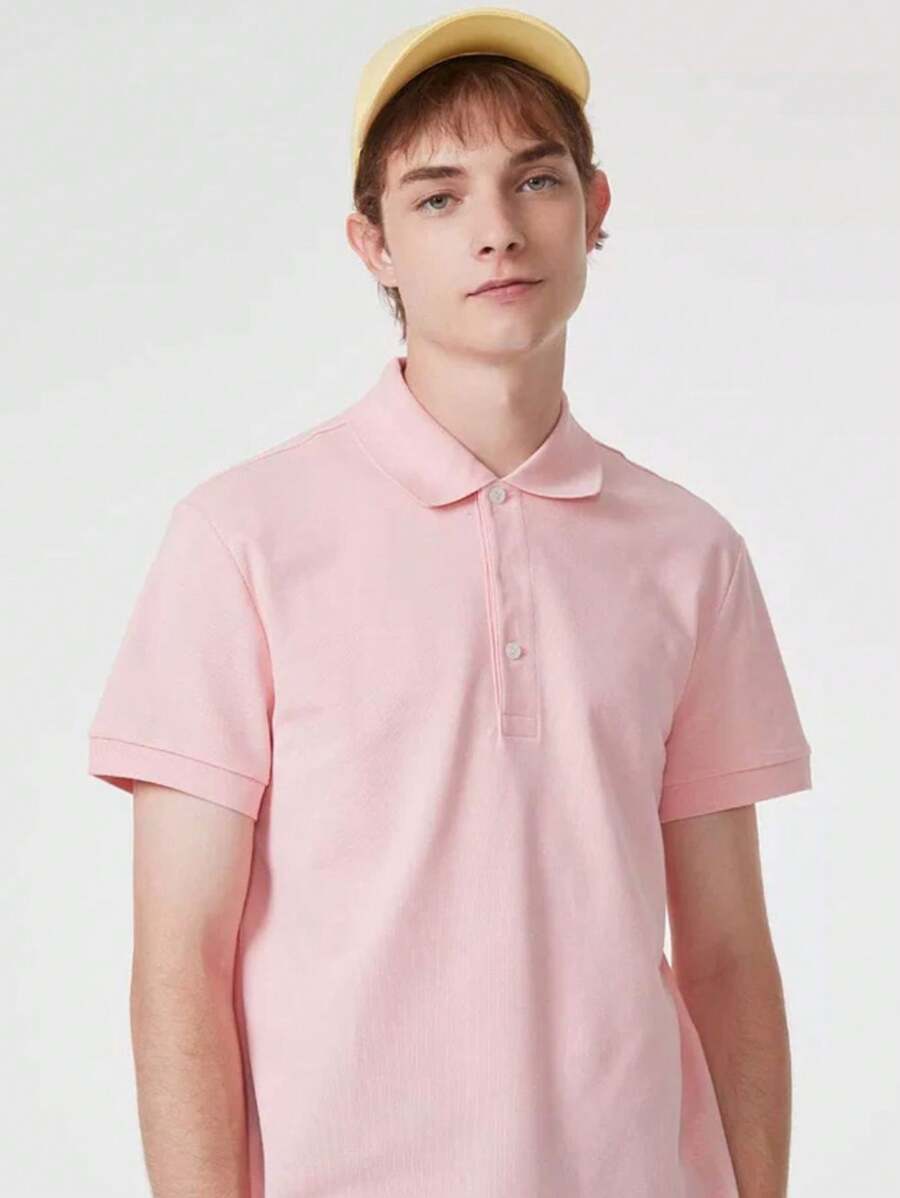 Basic UNISEX POLO Shirt For Men And Women - 淺粉色 - 查看 1