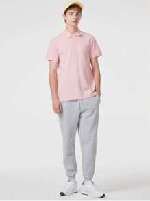 Basic UNISEX POLO Shirt For Men And Women - 淺粉色 - 查看 2